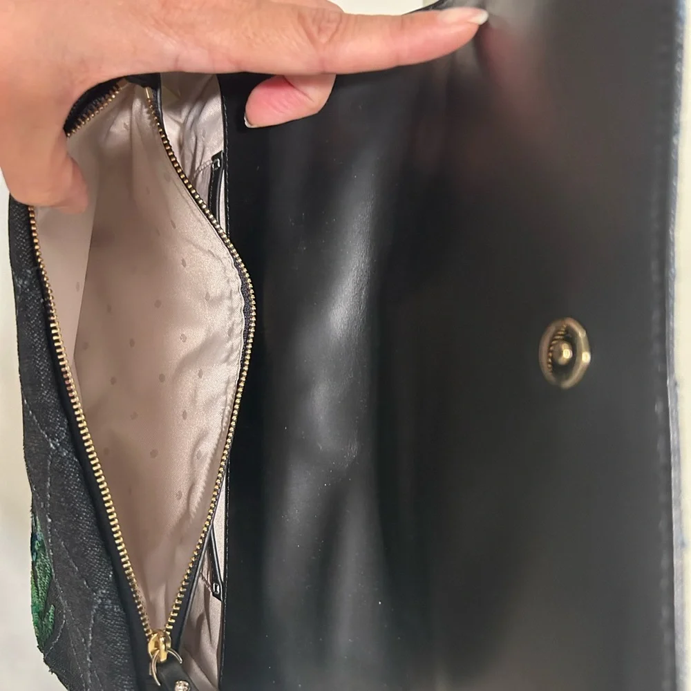 Rare hard to find Kate Spade Black Quilted Bag with Floral Sequins - Picture 6 of 16